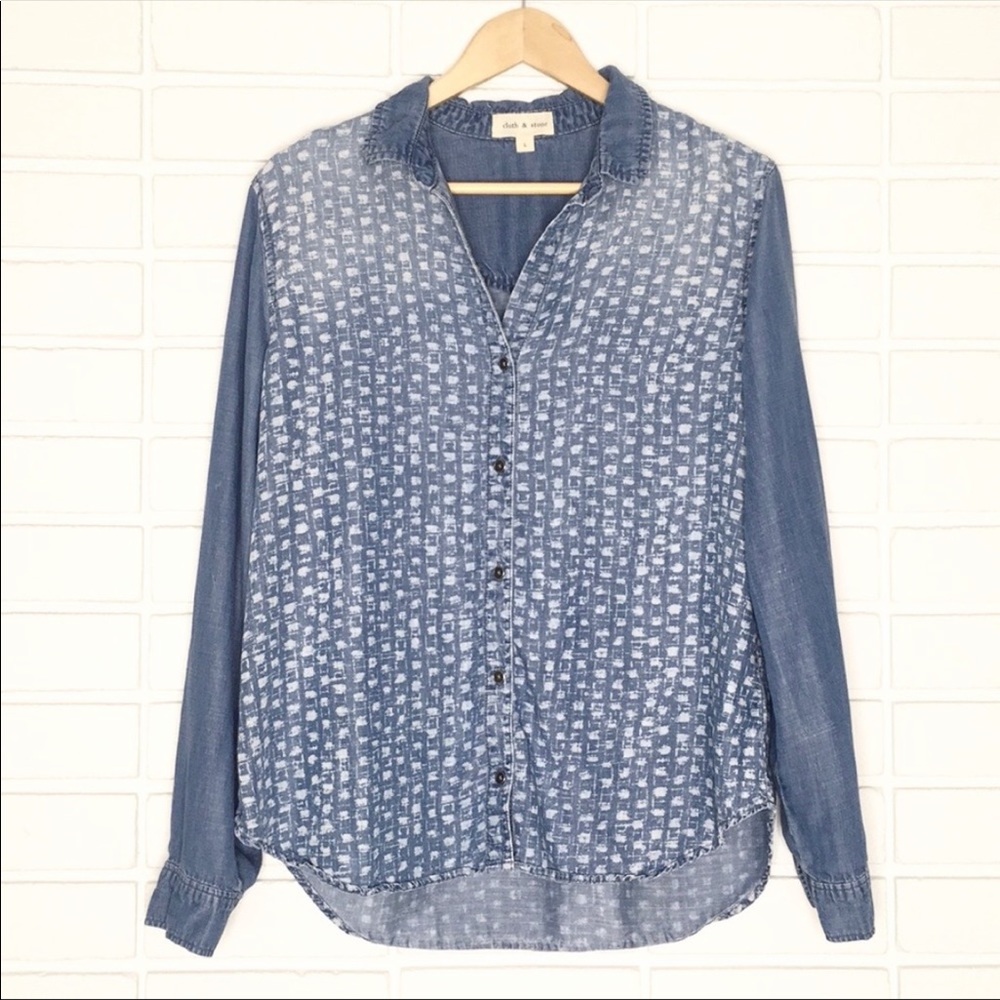 Large Cloth and Stone Chambray top